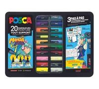 Mallette métal 20 marqueurs Posca Manga