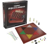 Mallette Multi Jeux En Bois - 10 Jeux De Société Classiques Famille Pour Enfants Dès 6 Ans - Échecs, Dames, Backgammon, Mikado, Morpion - Plateau Réversible - 2 + Joueurs - En Français[Z425]