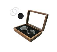 Mallette numismatique en bois Boîte de présentation for pièces monnaie, défi en bois, 30mm/35mm/40mm, porte-monnaie commémoratif, Double boîte rangement for for collectionneur pour collectionneurs