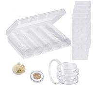 Mallette Numismatique en Plastique, Boîte de Rangement Monnaie, Rangement Pieces de Monnaie Collection, avec 100 Pièces Capsules de Monnaie, 17 mm/ 20 mm/ 25 mm/ 27 mm/ 30 mm
