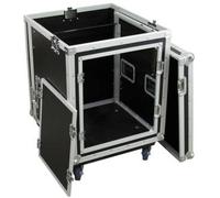 Mallette Omnitronic 8 HE, rollbar avec poignée de transport, avec roulettes noir, argent bois, aluminium, acier, Chrome