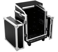 Mallette Omnitronic LS5 Laptop-Rack,12 HE avec roulettes, avec poignée de transport noir, argent bois