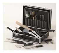 Mallette pâtisserie professionnelle 25 pièces. Mallette en ABS noir et aluminium, 4 compartiments intérieurs afin de séparer ustensiles et couteaux (Voir descriptif produit pour détail des pièces) G