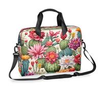 Mallette pour ordinateur portable de 15,7" avec bandoulière amovible, motif cactus tropical, motif floral et plantes succulentes colorées