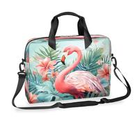 Mallette pour ordinateur portable de 15,7" avec bandoulière amovible, motif flamant rose aquarelle