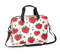 Mallette pour ordinateur portable de 15,7" avec bandoulière amovible, motif fraises rouges