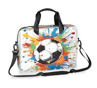 Mallette pour ordinateur portable de 15,7" avec bandoulière amovible, motif graffiti aquarelle de football - Pour homme et femme