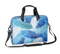 Mallette pour ordinateur portable de 15,7" avec bandoulière amovible, motif plume bleue aquarelle