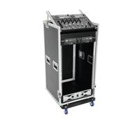Mallette pour table de mixage Roadinger Spezial-Kombi-Case 20 HE avec poignée de transport avec roulettes noir argent aluminium