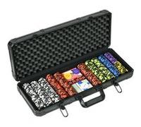 SPORTNOW Mallette de Poker Coffret de Poker Complet, avec 500 jetons à 14g, 5 dés, 2 Jeux de Cartes 3 Boutons Texas Holdem, Cartes de Poker, Bouton Dealer