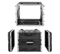 VEVOR Mallette Rack 8U Valise Rack Peu Profond 480 mm pour Amplificateur, Équipement Audio, Table de Mixage DJ, ABS, Mobile, avec Poignée, Fermeture Verrou Encastrée, (7U Espace + 1U pour Roulettes)