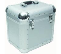 Mallette Roadinger Plattencase Aluminium Roadinger avec poignée de transport, protégé contre la poussière, résiste aux chocs argent aluminium, bois