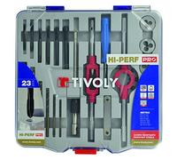 Mallette TIVOLY 23 PCS 6 tarauds DIN 352 HSS GUN + 6 Filières HSS + 4 accessoires M3 à M10 + 6 Forets métaux HSS Cobalt