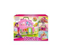 cavernedesjouets Mallette Valise Maison transportable Rose pour pinypon - avec 2 Figurines et Plus de 40 Accessoires - Set Jouet Mini Poupee et Carte