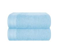 MALLONI HOME Lot de 2 serviettes de bain surdimensionnées en coton 100 x 150 cm - Ultra absorbantes - Compactes - Séchage rapide et légères - Bleu ciel