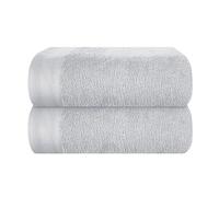MALLONI HOME Lot de 2 serviettes de bain surdimensionnées en coton 100 x 150 cm - Ultra absorbantes - Compactes - Séchage rapide et légères - Gris clair