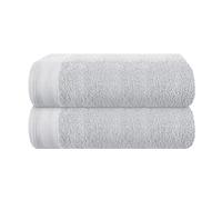 MALLONI HOME Lot de 2 serviettes de bain surdimensionnées en coton 70 x 140 cm - Grandes serviettes de bain ultra absorbantes - Compactes - Séchage rapide et légères - Gris clair
