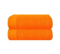 MALLONI HOME Lot de 2 serviettes de bain surdimensionnées en coton 70 x 140 cm, grandes serviettes de bain, ultra absorbantes, compactes et légères, orange