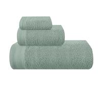 MALLONI HOME Lot de 3 serviettes de bain ultra-douces en coton, contient 1 serviette de bain extra-large 70 x 140 cm, 1 serviette 40 x 60 cm et 1 gant de toilette 30 x 30 cm, Jade