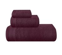 MALLONI HOME Lot de 3 serviettes en coton ultra doux comprenant 1 drap de bain 70 x 140 cm, 1 serviette de toilette 40 x 60 cm et un lit de toilette de 30 x 30 cm, bordeaux