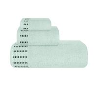 MALLONI HOME Lot de 3 serviettes en coton ultra doux comprenant 1 drap de bain 70 x 140 cm, 1 serviette de toilette 40 x 60 cm et un lit de toilette 30 x 30 cm, vert océan