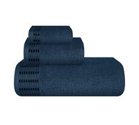 MALLONI HOME Lot de 3 serviettes en coton ultra doux comprenant 1 drap de bain 70 x 140 cm, 1 serviette de toilette 40 x 60 cm et un lit de toilette 30 x 30 cm, bleu minéral