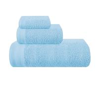 MALLONI HOME Lot de 3 serviettes en coton ultra doux comprenant 1 drap de bain 70 x 140 cm, 1 serviette de toilette 40 x 60 cm et un lit de toilette 30 x 30 cm Bleu ciel