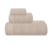MALLONI HOME Lot de 3 serviettes en coton ultra doux comprenant 1 serviette de bain 70 x 140 cm, 1 serviette de toilette 40 x 60 cm et un lit de toilette de 30 x 30 cm, couleur bronzée