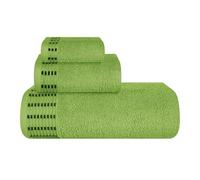 MALLONI HOME Lot de 3 serviettes en coton ultra doux comprenant 1 serviette de bain 70 x 140 cm, 1 serviette de toilette 40 x 60 cm et un lit de toilette de 30 x 30 cm, vert kiwi