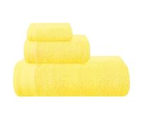 MALLONI HOME Lot de 3 serviettes en coton ultra doux comprenant 1 serviette de bain 70 x 140 cm, 1 serviette de toilette 40 x 60 cm et un lit de toilette 30 x 30 cm, Jaune