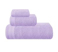 MALLONI HOME Lot de 3 serviettes en coton ultra doux comprenant 1 serviette de bain 70 x 140 cm, 1 serviette de toilette 40 x 60 cm et un lit de toilette 30 x 30 cm, violet foncé
