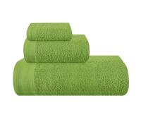 MALLONI HOME Lot de 3 Serviettes en Coton Ultra Doux Comprenant 1 Serviette de Bain 70 x 140 cm, 1 Serviette de Toilette 40 x 60 cm et Un lit de Toilette de 30 x 30 cm, Vert Kiwi