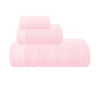MALLONI HOME Lot de 3 Serviettes en Coton Ultra Doux Comprenant 1 Serviette de Bain 70 x 140 cm, 1 Serviette de Toilette 40 x 60 cm et Un lit de Toilette 30 x 30 cm Rose
