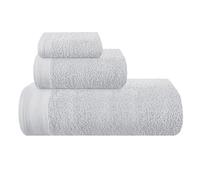 MALLONI HOME Lot de 3 serviettes en coton ultra doux comprenant 1 serviette de bain 70 x 140 cm, 1 serviette de toilette 40 x 60 cm et un lit de toilette 30 x 30 cm, gris clair