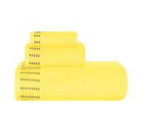 MALLONI HOME Lot de 3 serviettes en coton ultra doux comprenant 1 serviette de bain 70 x 140 cm, 1 serviette de toilette 40 x 60 cm et un lit de toilette 30 x 30 cm, Jaune