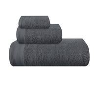 MALLONI HOME Lot de 3 serviettes en coton ultra doux comprenant 1 serviette de bain de 70 x 140 cm, 1 serviette de toilette 40 x 60 cm et un lit de toilette de 30 x 30 cm, gris charbon de bois