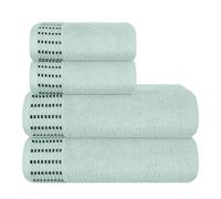 MALLONI HOME Lot de 4 serviettes en coton ultra doux comprenant 2 serviettes de bain 70 x 140 cm, 2 serviettes 50 x 90 cm, pour un usage quotidien, compact et léger, vert océan