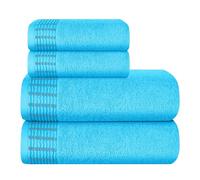 MALLONI HOME Lot de 4 serviettes en coton ultra doux comprenant 2 serviettes de bain 70 x 140 cm, 2 serviettes 50 x 90 cm, pour un usage quotidien, compact et léger, bleu turquoise