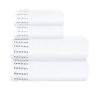 MALLONI HOME Lot de 4 serviettes en coton ultra doux comprenant 2 serviettes de bain 70 x 140 cm, 2 serviettes 50 x 90 cm, pour un usage quotidien, compact et léger, blanc