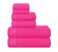 MALLONI HOME Lot de 6 serviettes en coton ultra doux comprenant 2 serviettes de bain 70 x 140 cm, 2 serviettes de toilette 40 x 60 cm et 2 lits de toilette 30 x 30 cm, rose chaud