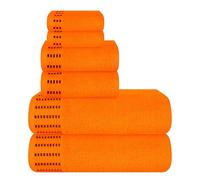 MALLONI Home Lot de 6 Serviettes en Coton Ultra Douces, compactes et légères - 2 Serviettes 71,1 x 139,7 cm, 2 Serviettes 40,6 x 61 cm, 2 débarbouillettes 30,5 x 30,5 cm - Usage Quotidien - Orange