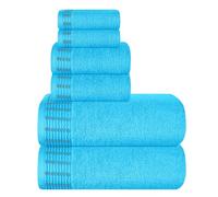 MALLONI HOME Lot de 6 serviettes en coton ultra douces, compactes et légères, contient 2 serviettes de bain 71,1 x 139,7 cm, 2 serviettes 40,6 x 61 cm, 2 débarbouillettes 30,5 x 30,5 cm, usage