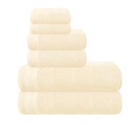 MALLONI Home Lot de 6 Serviettes en Coton Ultra Doux - 2 de Bain 70x140cm, 2 de 40x60cm, 2 Buanderies 30x30cm - Ivoire