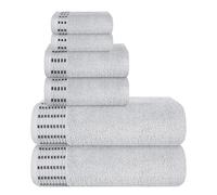 MALLONI HOME Lot de 6 Serviettes en Coton Ultra Doux Comprenant 2 Serviettes de Bain 70 x 140 cm, 2 Serviettes de Toilette 40 x 60 cm et 2 Lits de Toilette 30 x 30 cm, Gris Clair