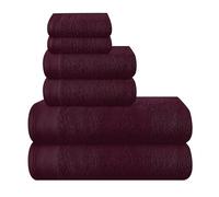 MALLONI HOME Lot de 6 Serviettes en Coton Ultra Doux Comprenant 2 Serviettes de Bain 70 x 140 cm, 2 Serviettes 40 x 60 cm et 2 Lits de Toilette 30 x 30 cm, Bordeaux