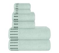 MALLONI Home Lot de 6 Serviettes en Coton Ultra Doux Comprenant 2 Serviettes de Bain 70 x 140 cm, 2 Serviettes de Toilette 40 x 60 cm et 2 Lits de Toilette 30 x 30 cm, Vert Marine