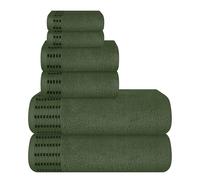 MALLONI HOME Lot de 6 Serviettes en Coton Ultra Doux Comprenant 2 Serviettes de Bain 70 x 140 cm, 2 Serviettes de Toilette 40 x 60 cm et 2 Lits de Toilette 30 x 30 cm, Vert Olive