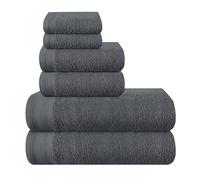MALLONI Home Lot de 6 Serviettes en Coton Ultra Doux Comprenant 2 Serviettes de Bain 70 x 140 cm, 2 Serviettes de Toilette 40 x 60 cm et 2 Lits de Toilette 30 x 30 cm, Gris Charbon de Bois