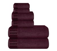 MALLONI HOME Lot de 6 Serviettes en Coton Ultra Doux Comprenant 2 Serviettes de Bain 70 x 140 cm, 2 Serviettes 40 x 60 cm et 2 Lits de Toilette 30 x 30 cm, Bordeaux
