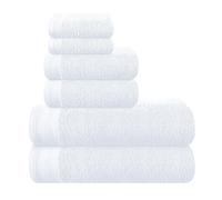 MALLONI HOME Lot de 6 Serviettes en Coton Ultra Doux Comprenant 2 Serviettes de Bain 70 x 140 cm, 2 Serviettes 40 x 60 cm et 2 Lits de Toilette 30 x 30 cm, Blanc
